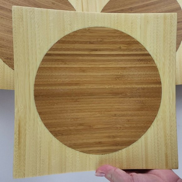 Totally Bamboo Set of 4 10" inch Square Bamboo Plates Bohemian Boho Natural - Picture 6 of 8